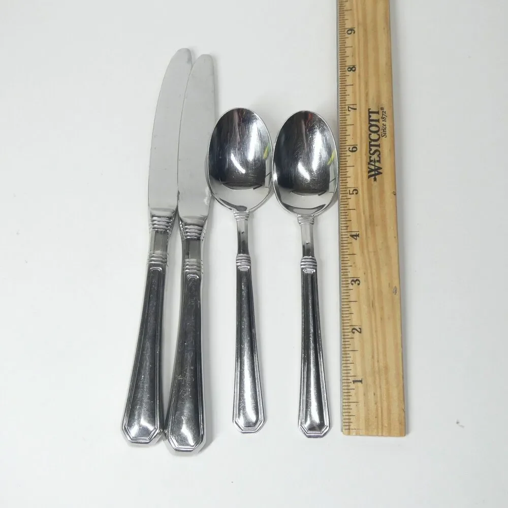 Pfaltzgraff Providence 4pc Flatware Lot Soup Spoons Knives Stainless